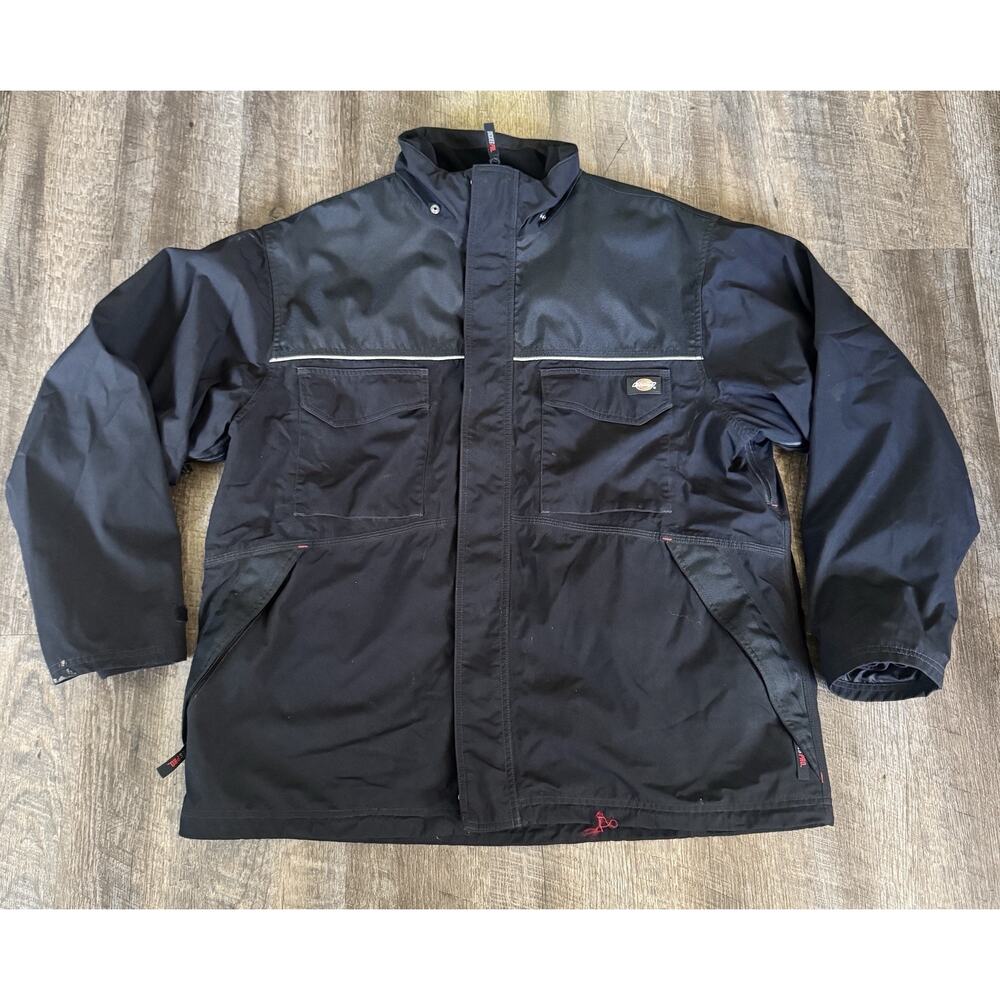 Dickies Jacket Mens XL Black Quilted Lined Workwear Pro Full Zip Chest Pocket